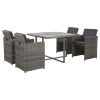 5 Piece Patio Dining Set with Cushions Poly Rattan Gray