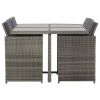 5 Piece Patio Dining Set with Cushions Poly Rattan Gray