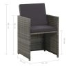5 Piece Patio Dining Set with Cushions Poly Rattan Gray