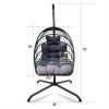 Swing Egg Chair with Stand Indoor Outdoor, UV Resistant Cushion Hanging Chair with Guardrail and Cup Holder, Anti-Rust Foldable Aluminum Frame Hammock